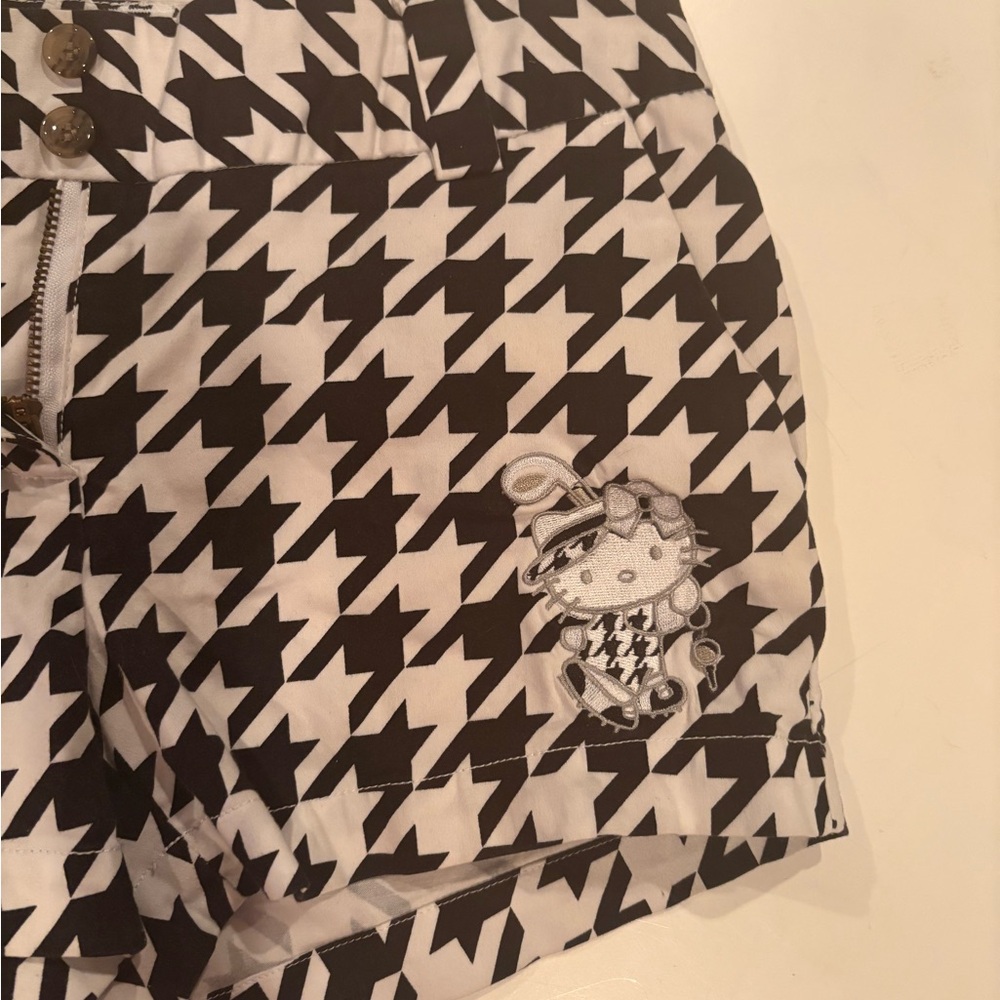 Sanrio High Waist Black and White Houndstooth Shorts - Picture 2 of 8